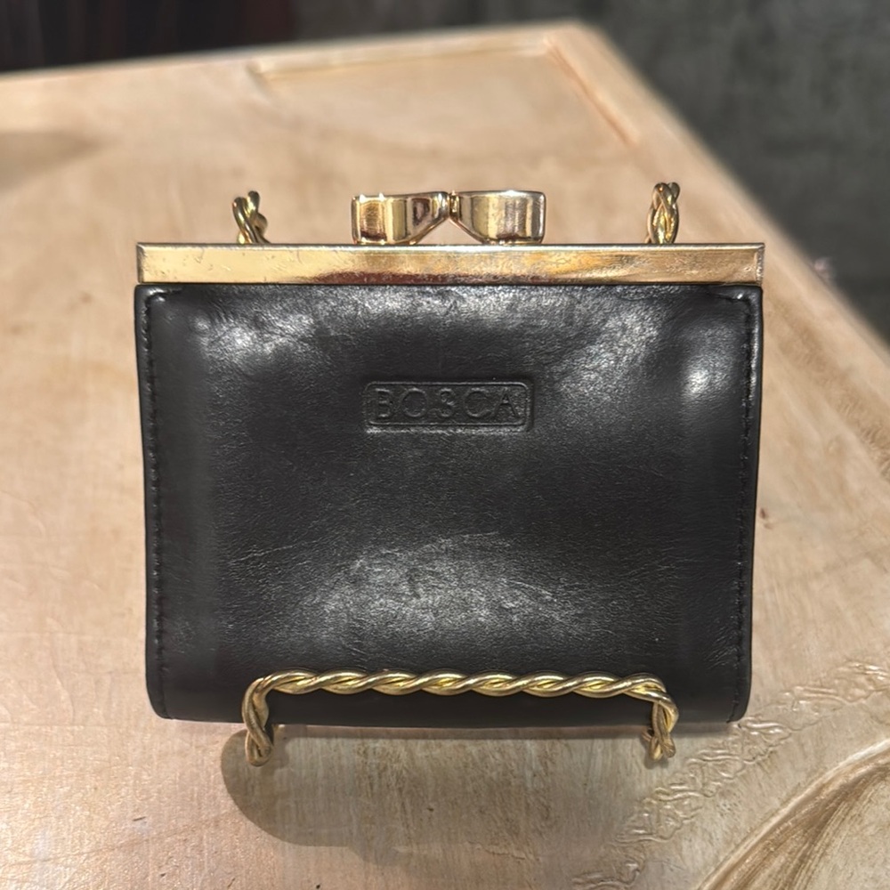 Bosca Black and Gold Wallet with Vintage Charm